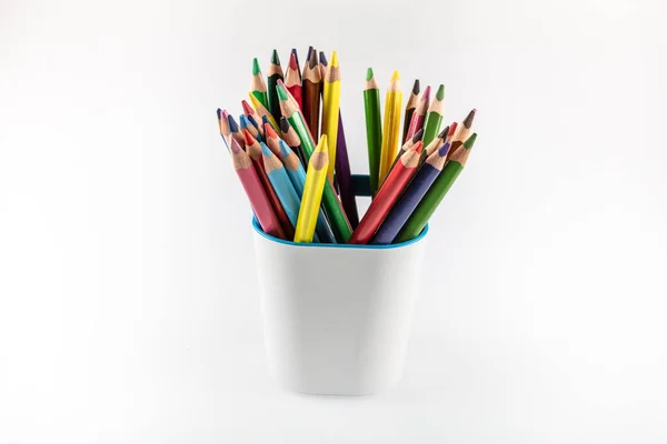 Pencils Holder White Background — Stock Photo, Image