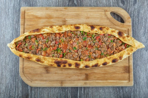 Plat Traditionnel Turc Cuit Pide Pizza Pide Turque Apéritifs Moyen — Photo