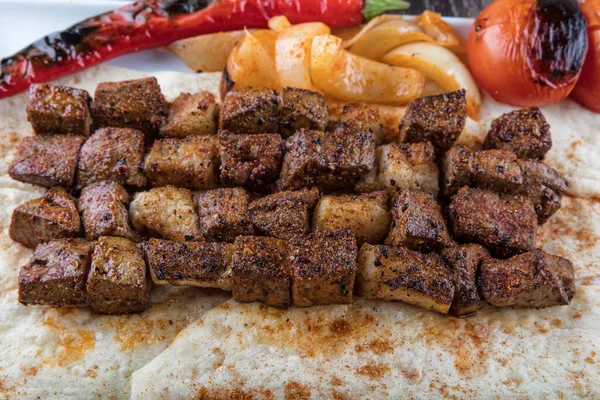 Special turkish kebab plate with liver and kidney