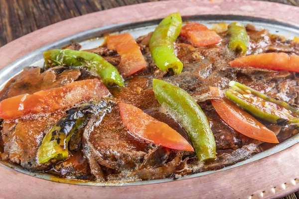 Iskender Traducido Como Alexander Grande Kebab Plato Turco Gourmet Ultra —  Fotos de Stock