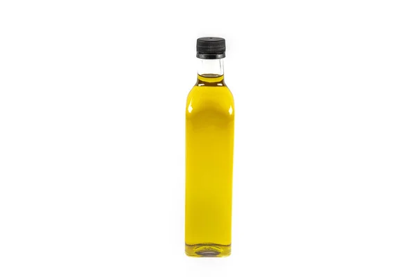Olivenölflasche Auf Weißem Hintergrund — Stockfoto
