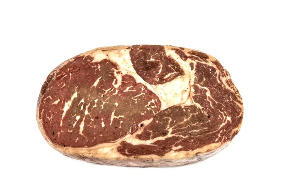 Rauwe Steaks Gemarineerd Witte Achtergrond — Stockfoto