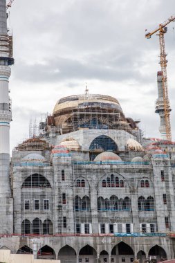 İstanbul, Türkiye - 13 Şubat 2016; Camlica Camii İnşaatı, İstanbul Camlica Camii.