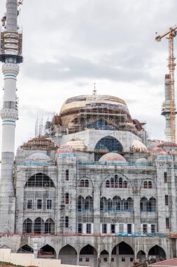 İstanbul, Türkiye - 13 Şubat 2016; Camlica Camii İnşaatı, İstanbul Camlica Camii.