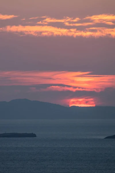 Pôr Sol Mesa Diabo Seytan Sofrasi Ayvalik Balikesir Turquia — Fotografia de Stock