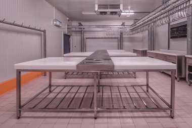 Depo dondurucusu. Yiyecek deposu için soğutma odası..