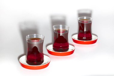 Turkish glasses of tea on a white background