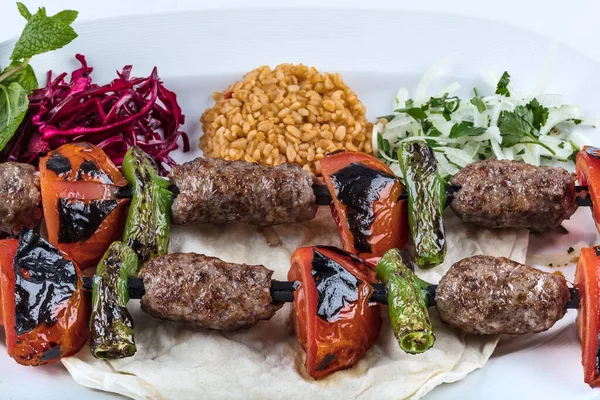 Meat Kebab Vegetables — Stockfoto