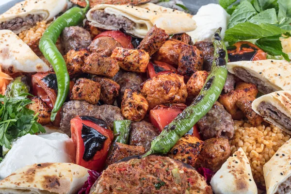 Meat Kebab Vegetables — Fotografia de Stock