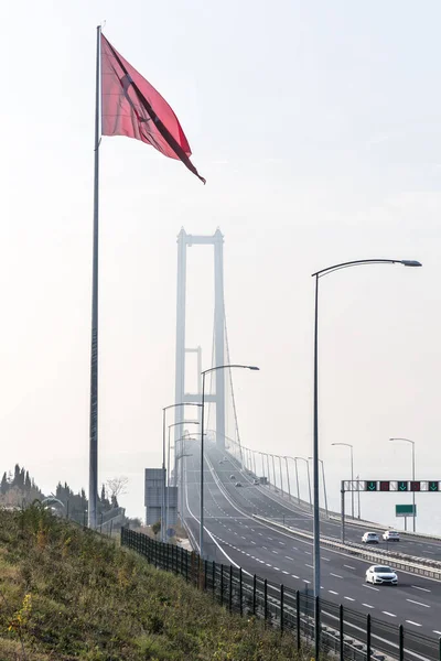 Osmangazi Köprüsü Foggy Gebze Kocaeli Türkiye — Stok fotoğraf