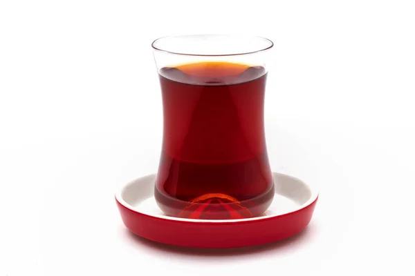 Glass Turkish Tea White Background — Zdjęcie stockowe