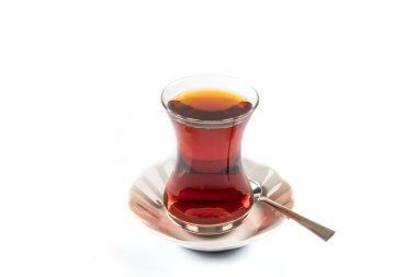 tea cup with red and white cups on a light background