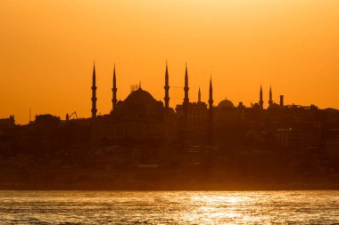 beautiful sunset with mosque at Istanbul, Turkey
