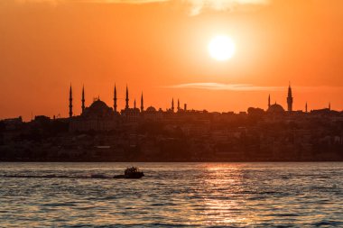 beautiful sunset with mosque at Istanbul, Turkey