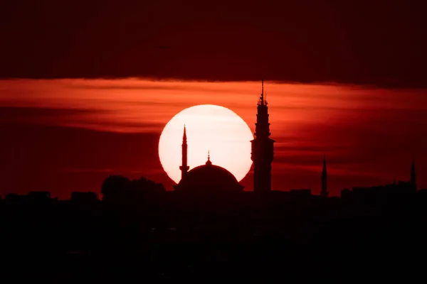 Beautiful Sunset Mosque Istanbul Turkey — стоковое фото