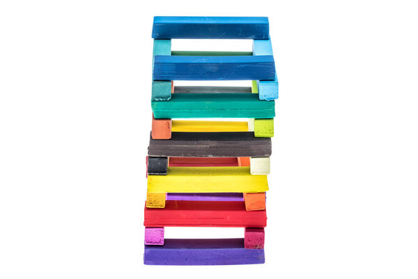 Colorful wooden sticks isolated on white background