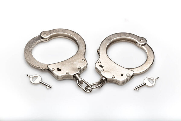 handcuffs isolated over white background 