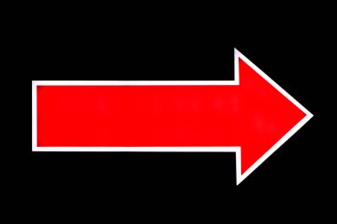 red arrow icon on black background.  