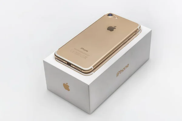 นวาคม 2016 ใหม Apple Iphone ทอง อความสว ในการท างานคร งแรก — ภาพถ่ายสต็อก