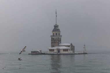 İstanbul, Türkiye: Kışın Bakire Kulesi