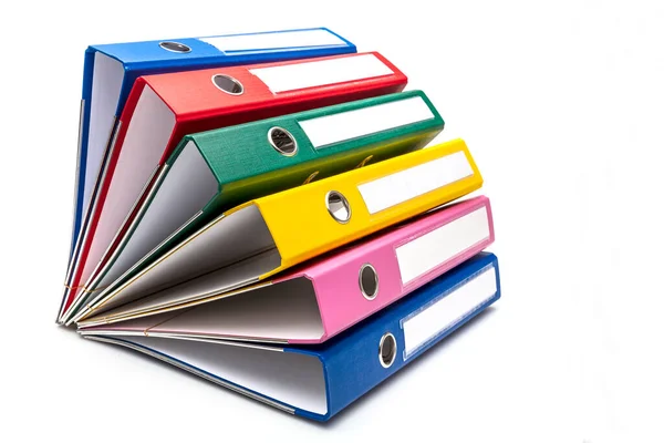 Kolorowe Pliki Kolorowe Foldery Biurowe Odizolowane Białym — Zdjęcie stockowe