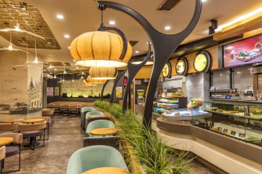 İstanbul, Türkiye - 15 Kasım 2016: Dükkanın içi yerel bir kafe zinciri simit sarayi imajı. Atlaspark Alışveriş Merkezi Sultanbeyli İstanbul Türkiye.