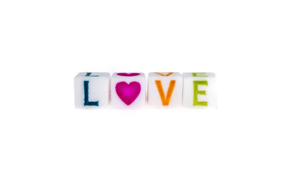 Word Love Written Cubes White Background — 图库照片