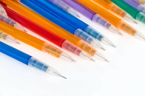 Close Pens White Background — Φωτογραφία Αρχείου