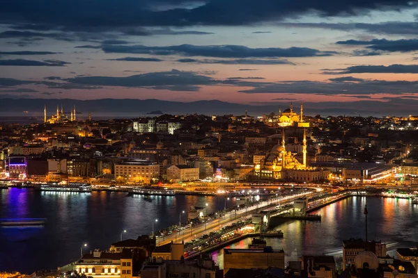 Vue Nocturne Ville Istanbul Dinde — Photo