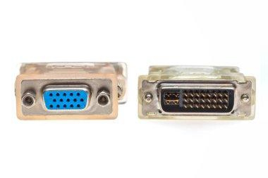 VGA to DVI adapters isolated on white background