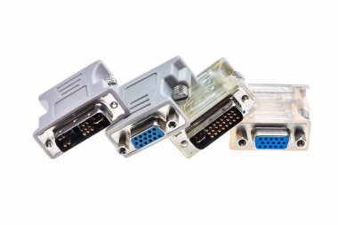 VGA to DVI adapters isolated on white background