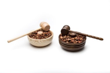 a closeup shot of bowls with nuts