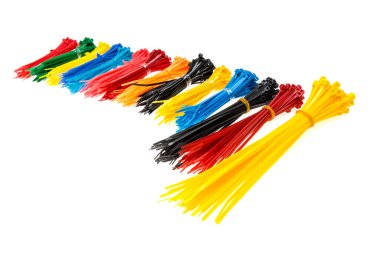 View of plastic cables tie isolated on white background