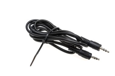 black mini jack cable isolated on a background