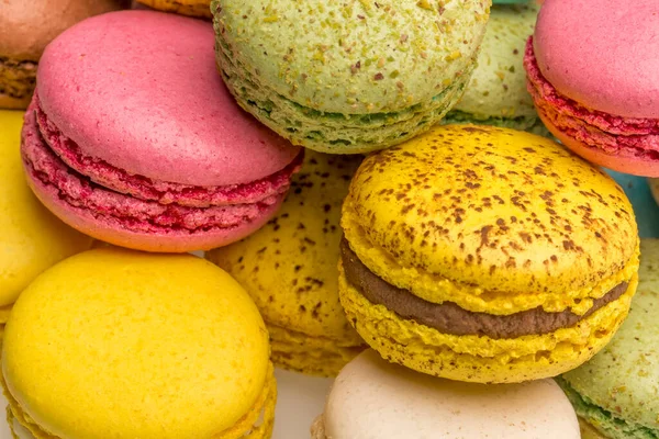 Colorful French Macarons Background Close Different Colorful Macaroons Background Tasty — Stock Photo, Image