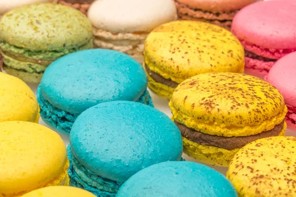 Sweet Colourful French Macaroons Macaron White Background Dessert — Stock Photo, Image