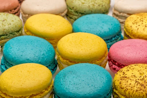 Sweet Colourful French Macaroons Macaron White Background Dessert — Stock Photo, Image