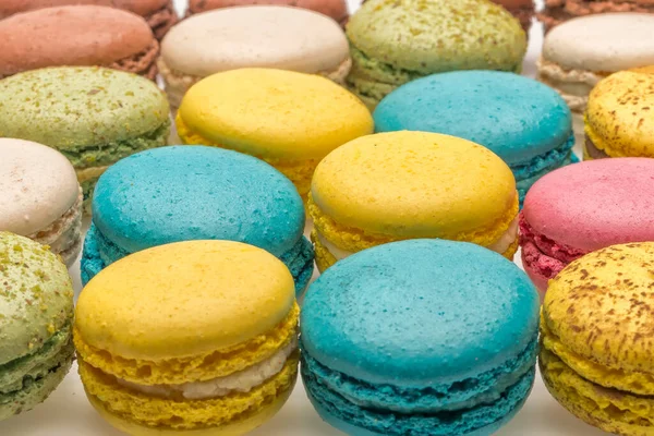 Sweet Colourful French Macaroons Macaron White Background Dessert — Stock Photo, Image