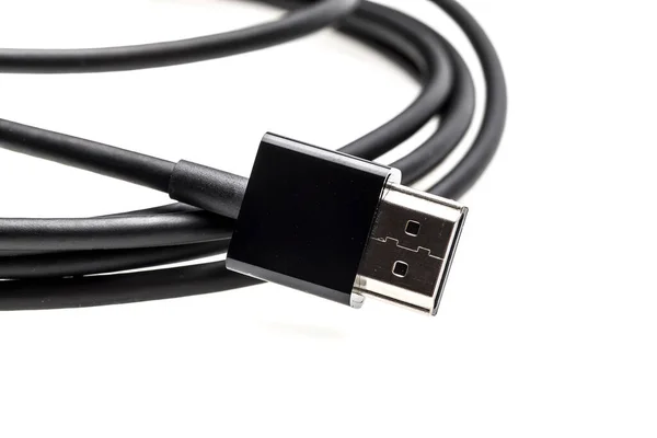 Black Hdmi Cable Isolated White Background — Stock Photo, Image