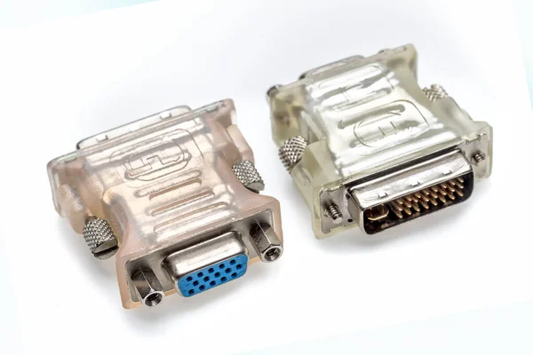 Vga Dvi Adapters Isolated White Background — стоковое фото