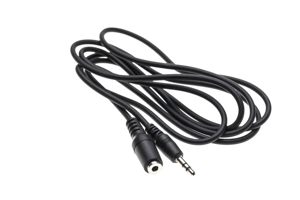 Min Jack Audio Cable Isolated White Background — 图库照片