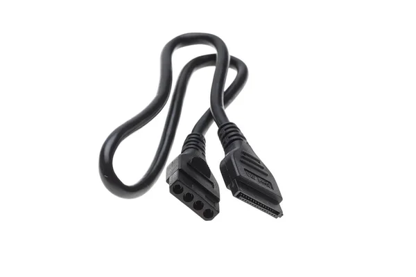 Black Sata Cable White Background — Stok fotoğraf