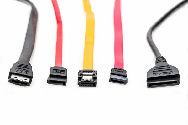 Sata Connection Cables Isolated White Background — 스톡 사진