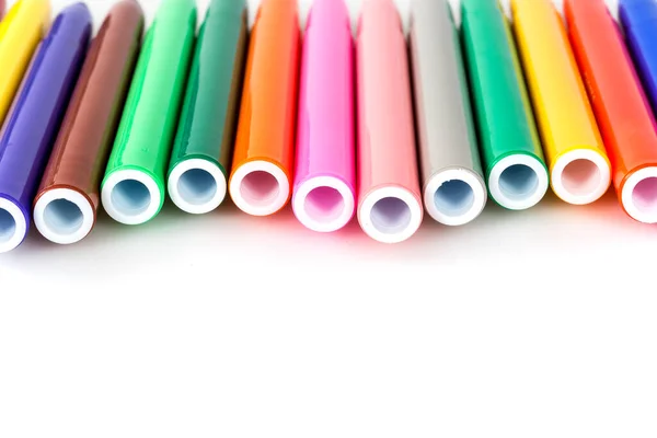 Colorful Markers Painting White Background — Foto Stock