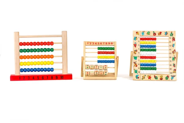 Abacus Wooden Blocks White Background — Fotografia de Stock