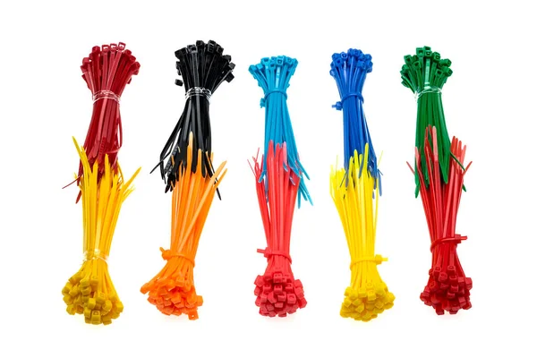 View Plastic Cables Tie Isolated White Background — Stock Photo, Image