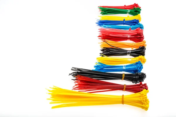 View Plastic Cables Tie Isolated White Background — Stock Photo, Image