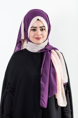  woman in hijab posing on isolated background 