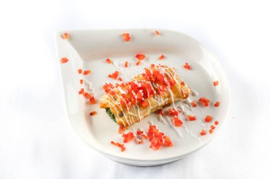delicious Spinach Pie on white background