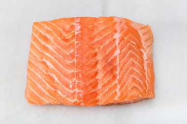 fresh salmon steak, top view